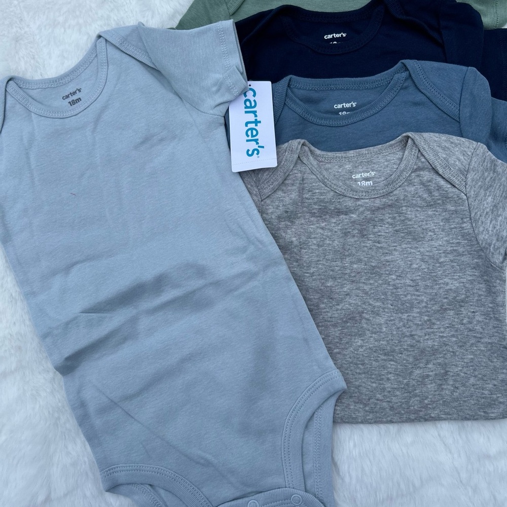 Carter's Baby Onesie Set of 5 - Blue, Gray, Green , Sky Blue
